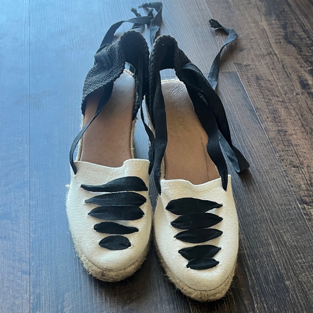 Canvas Lace Up Wedges